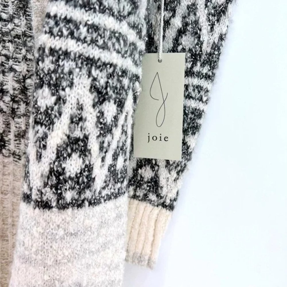 Joie Aztec Print Duster Chunky Oversized Cardigan Cream - Picture 3 of 4